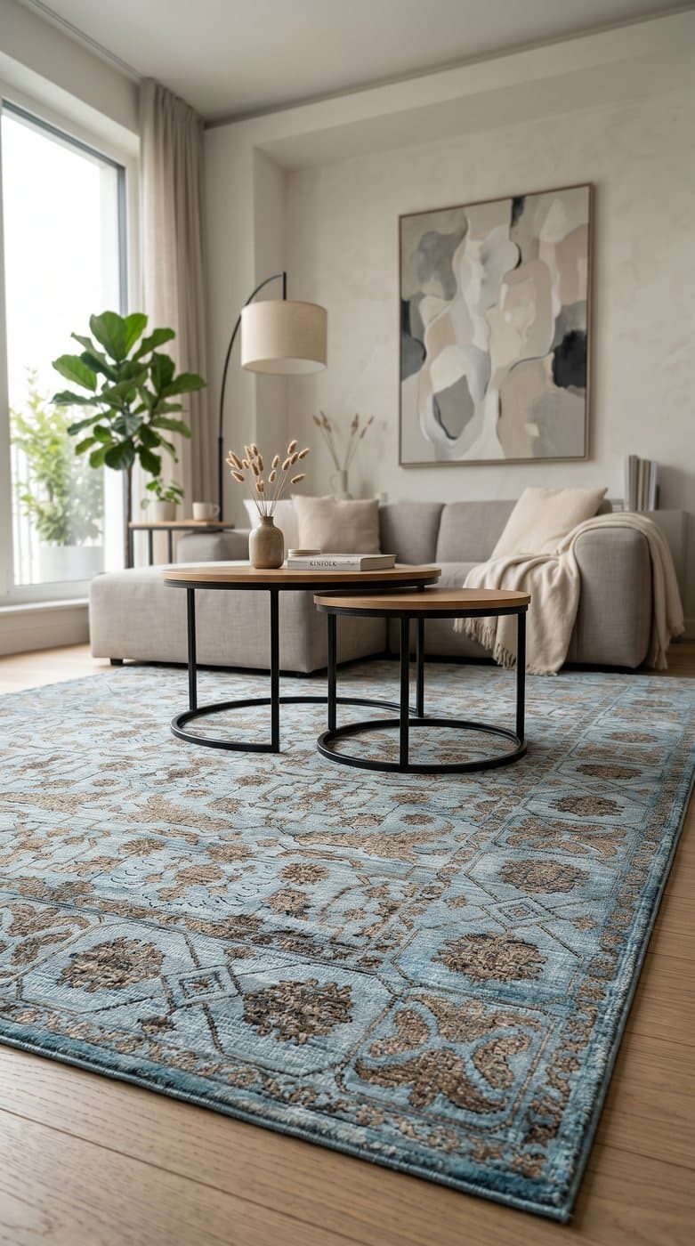Atelier AE008 — Kreasyon Halı Atelier koleksiyonu — mavi dikdörtgen halı