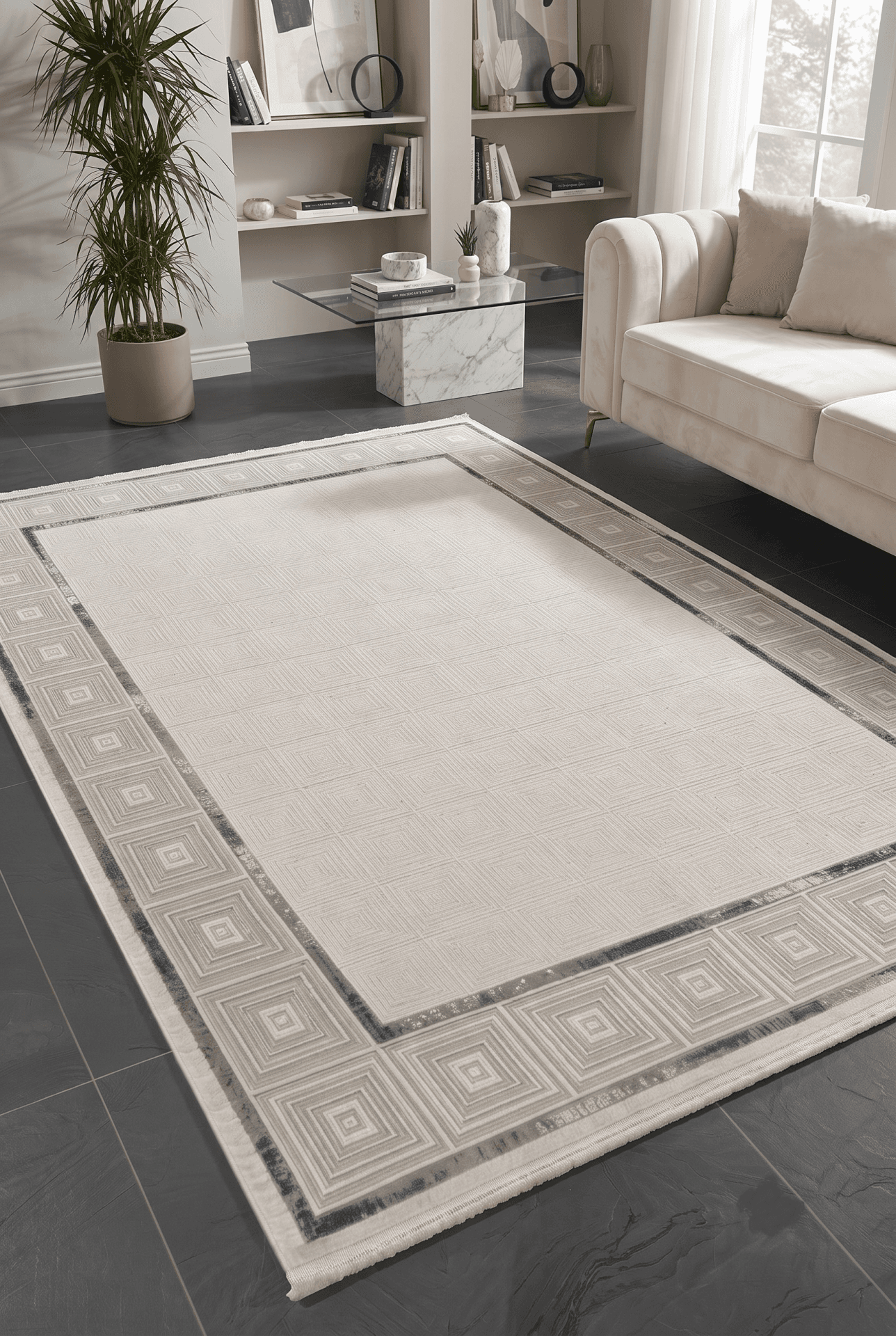 Bianca 31466A Gri — Pastel Halı Bianca koleksiyonu — dikdörtgen halı