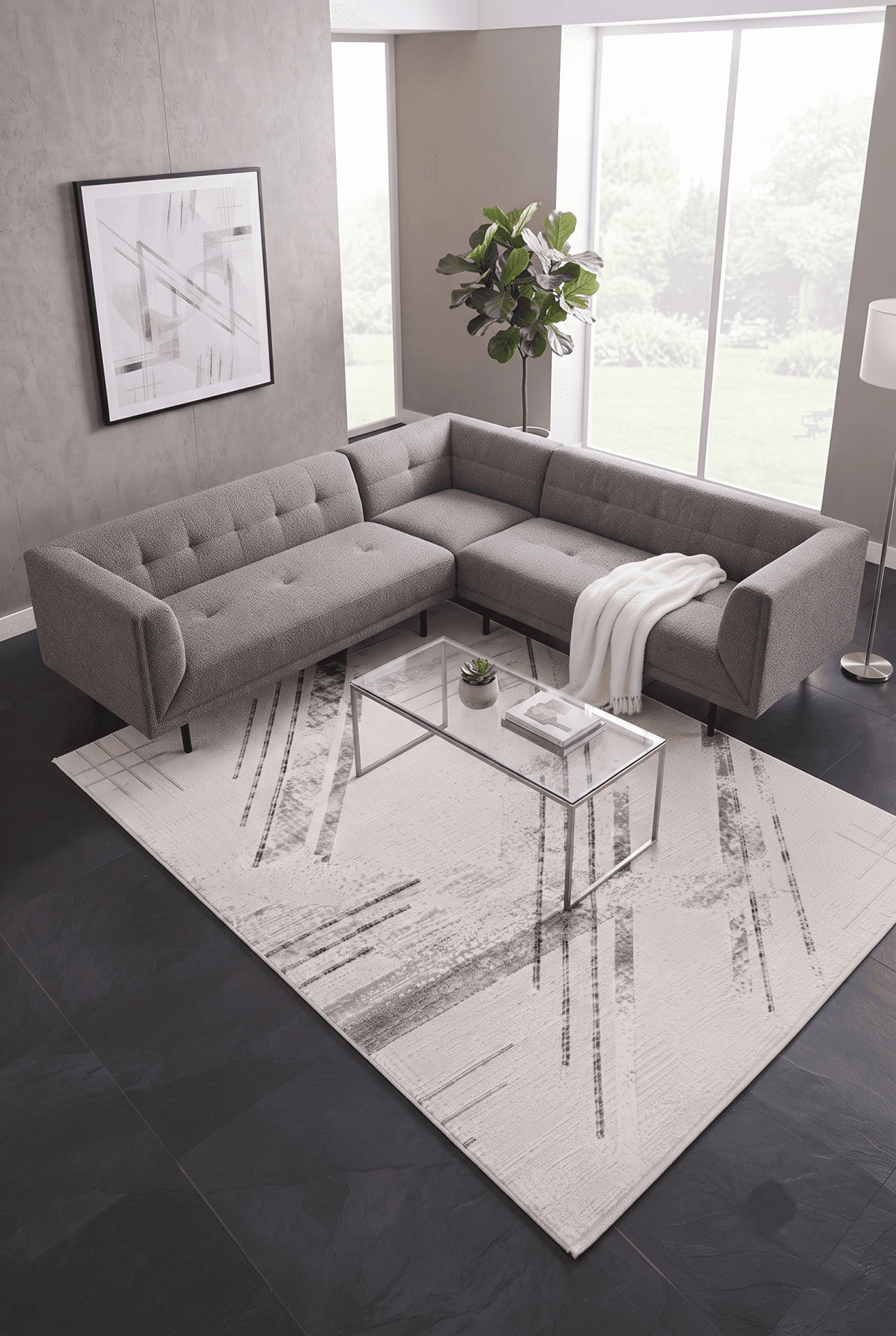 Bianca 31480A Gri — Pastel Halı Bianca koleksiyonu — dikdörtgen halı