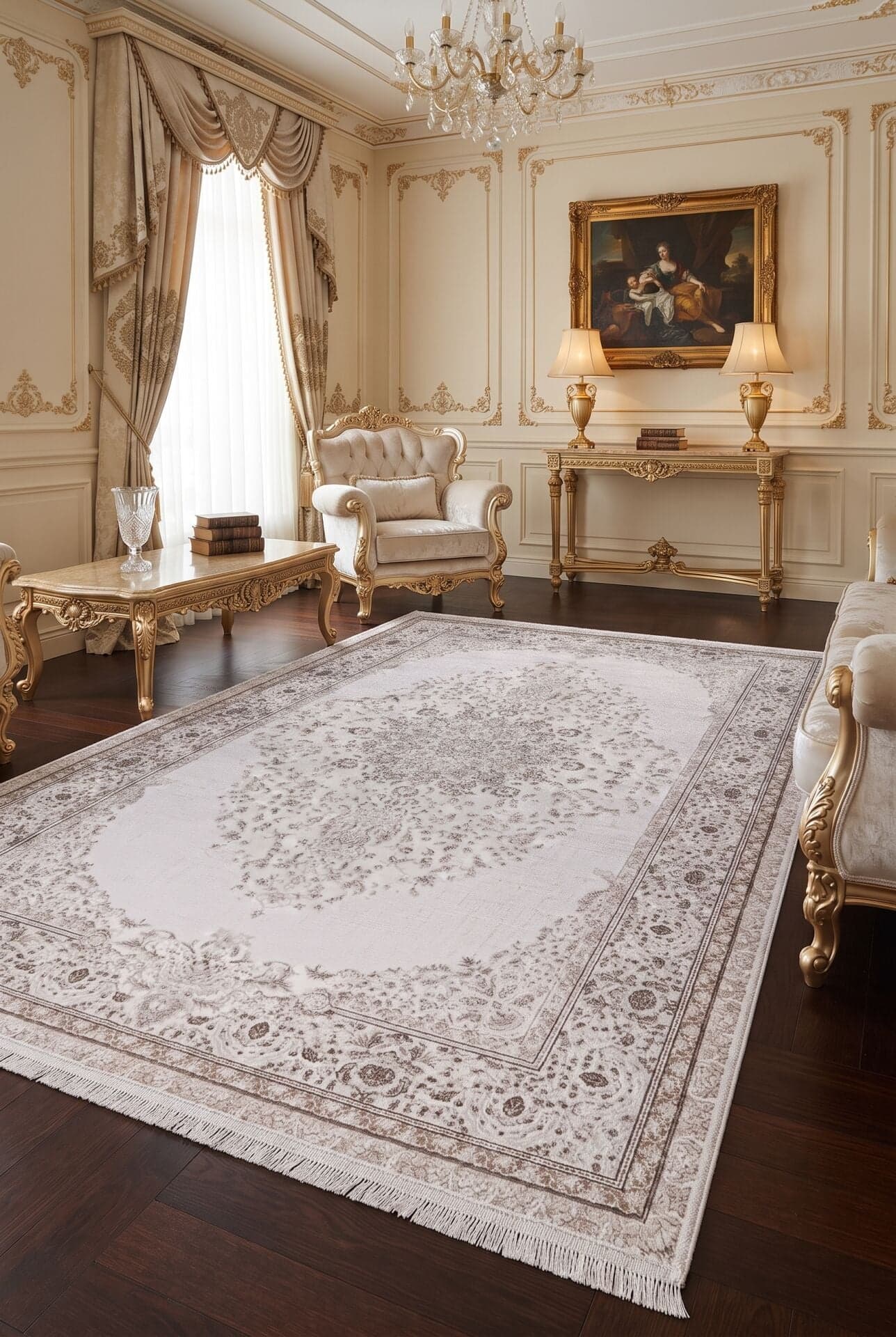 Bianca 31545A — Pastel Halı Bianca koleksiyonu — gold dikdörtgen halı
