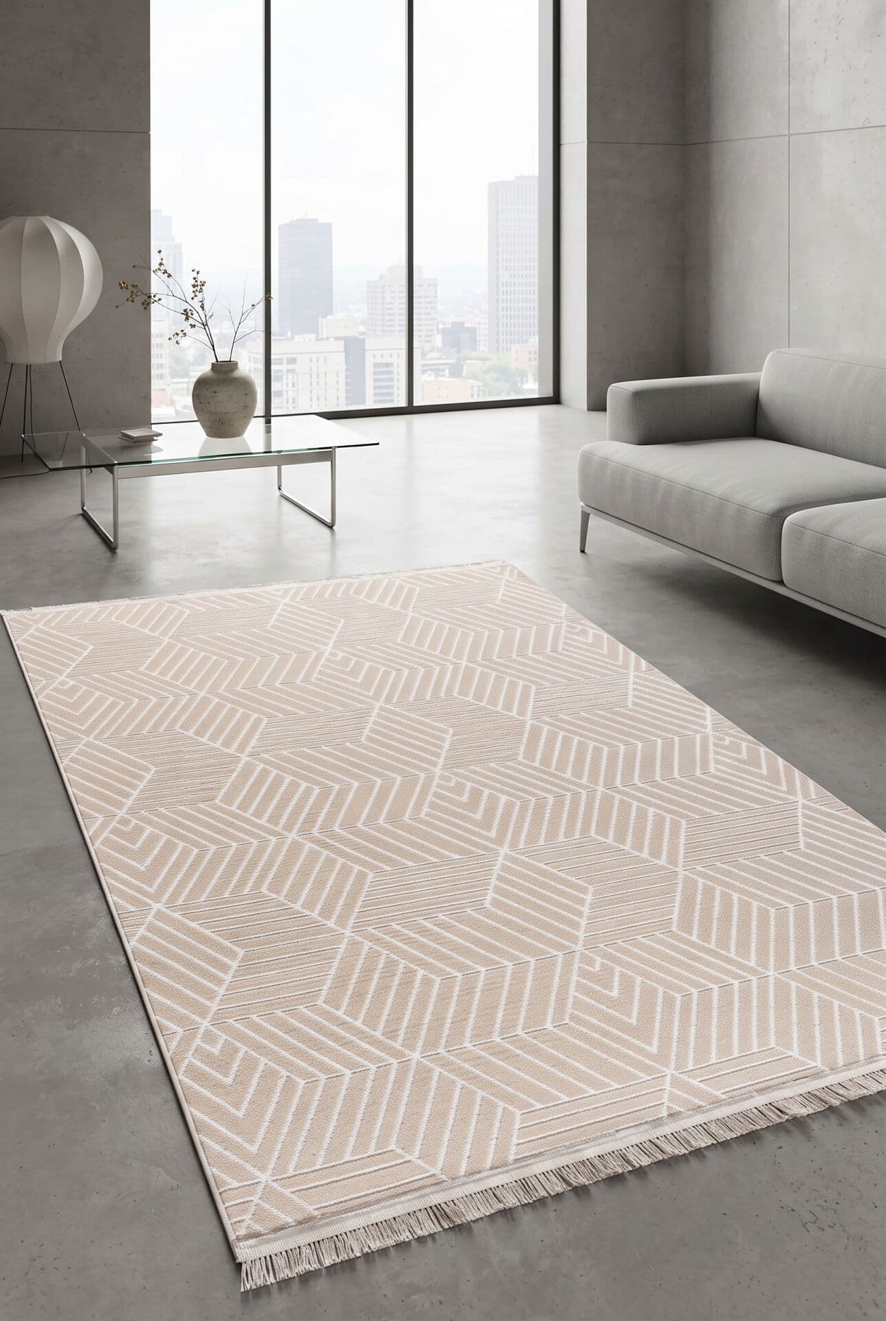 Capris E6244 Bej — Pastel Halı Capris koleksiyonu — dikdörtgen halı