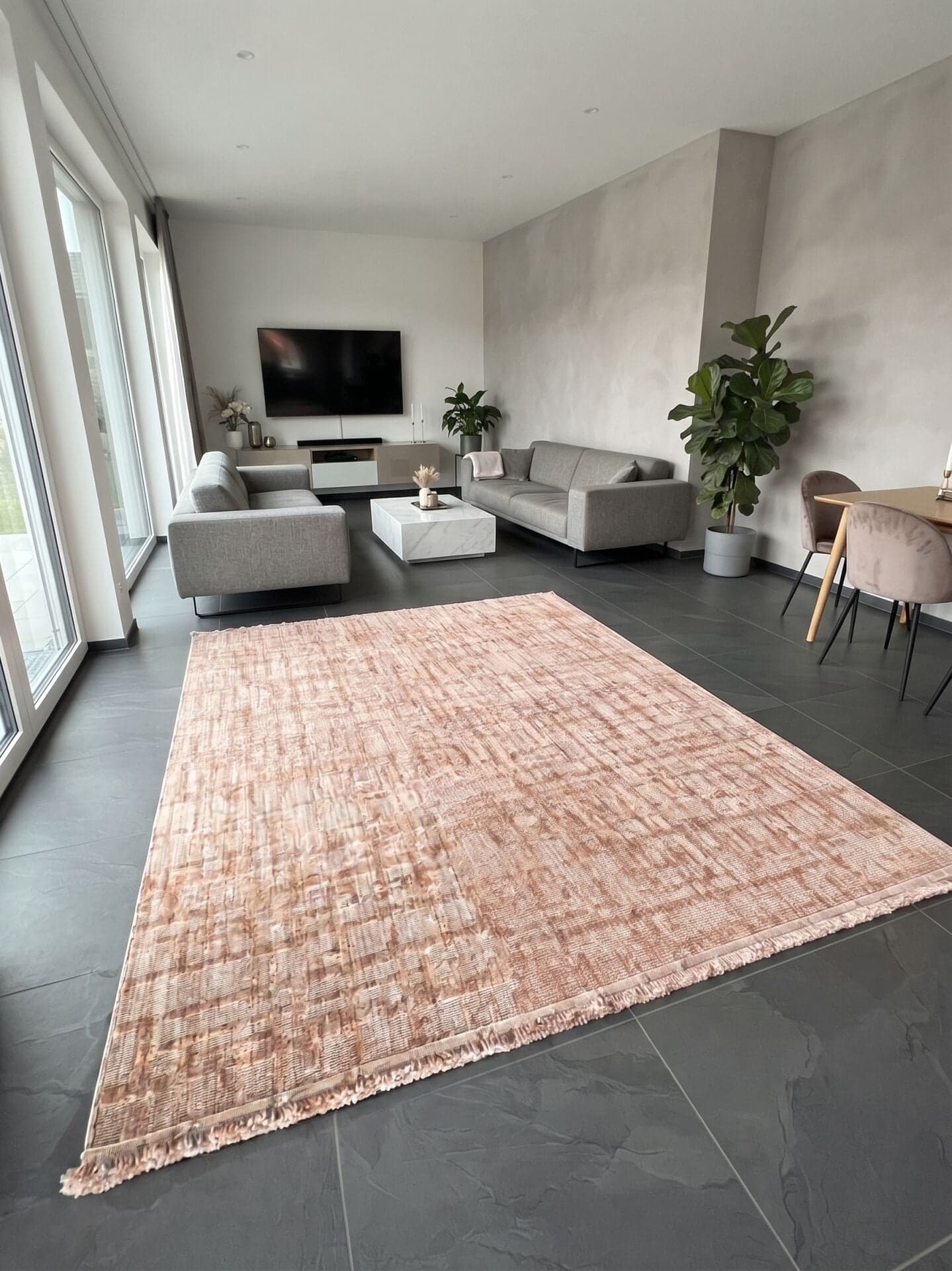 Country 7303A — Pastel Halı Country koleksiyonu — somon dikdörtgen halı