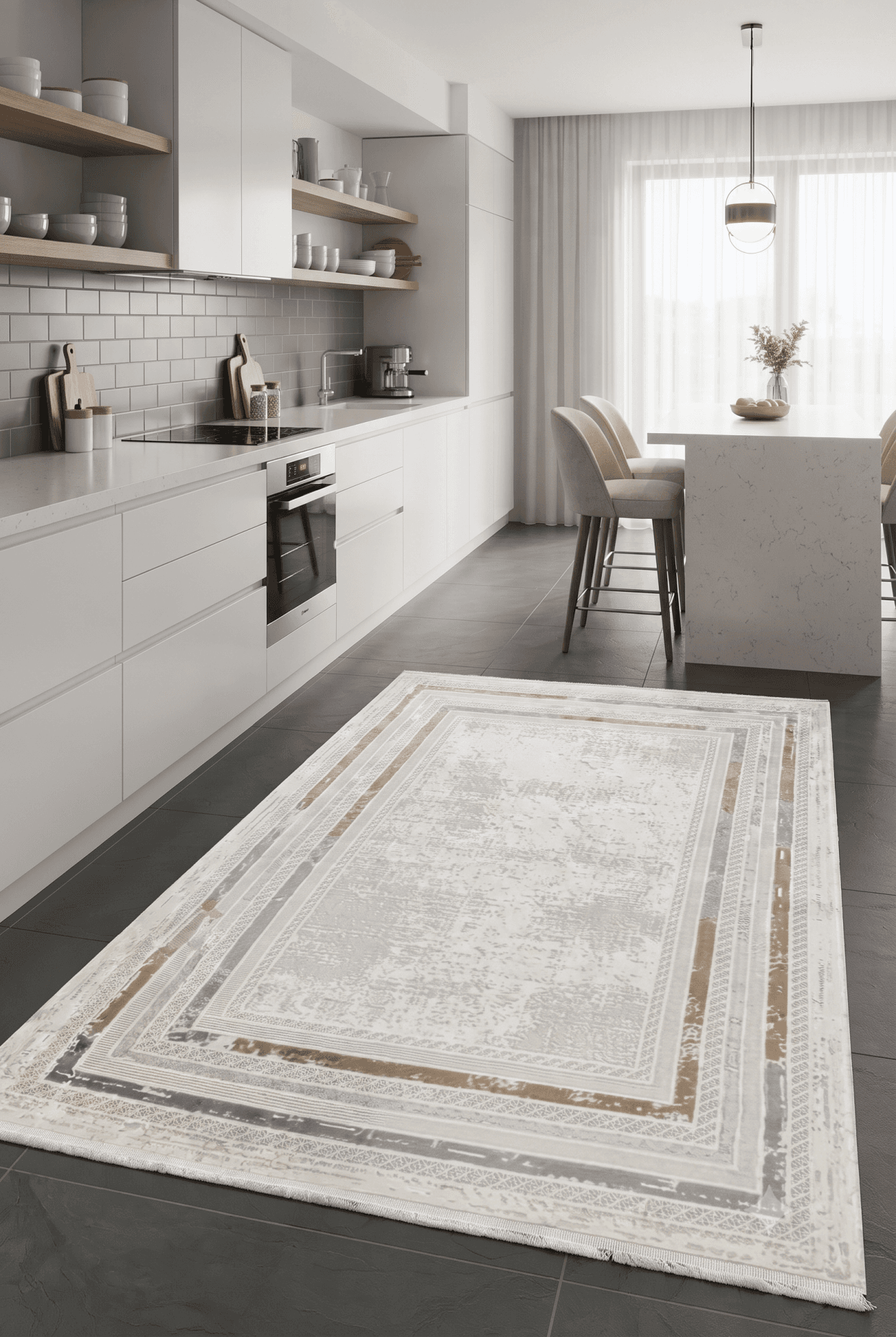 Esila 627A — Pastel Halı Esila koleksiyonu — gold dikdörtgen halı