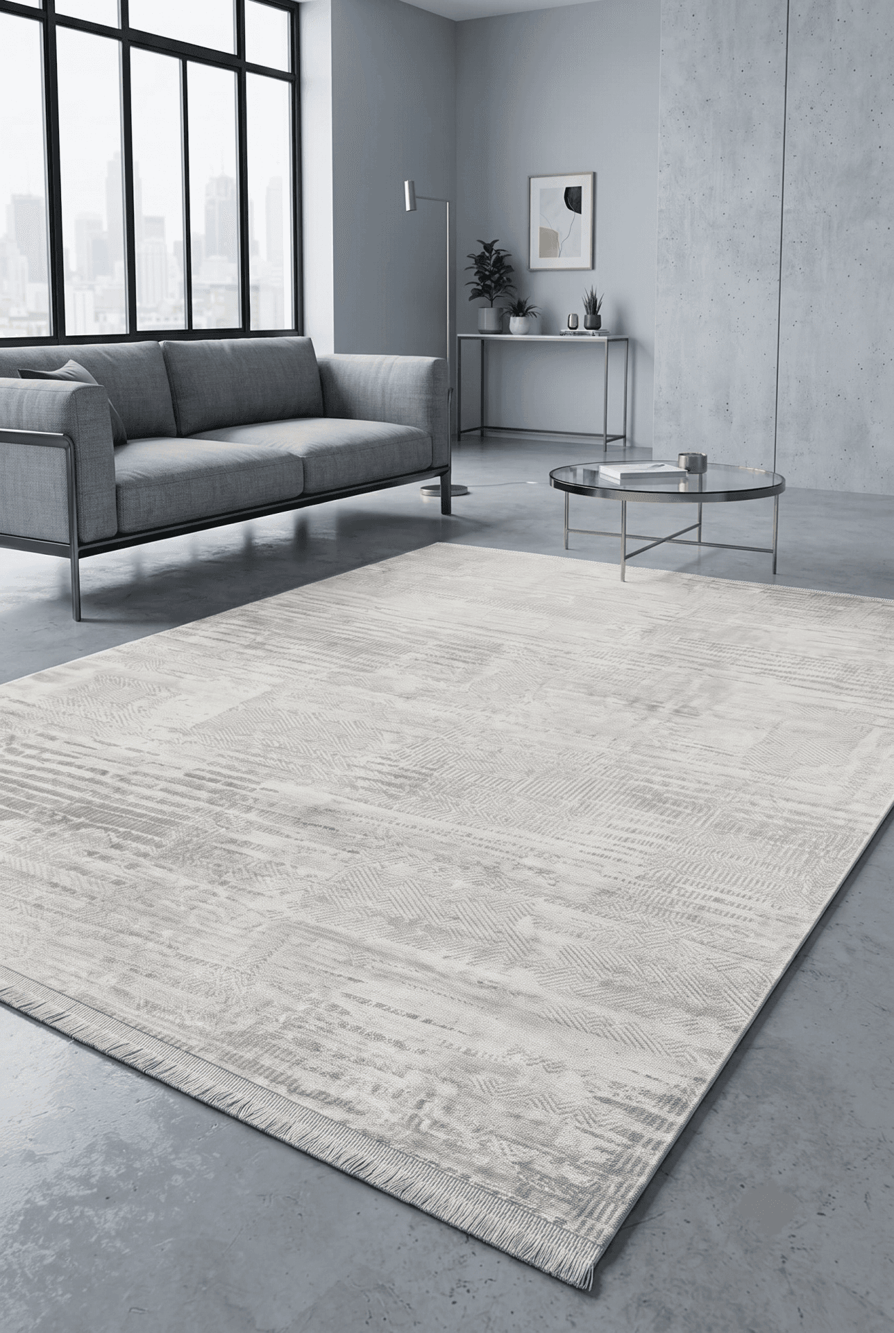 Esila B705C — Pastel Halı Esila koleksiyonu — gri beyaz dikdörtgen halı