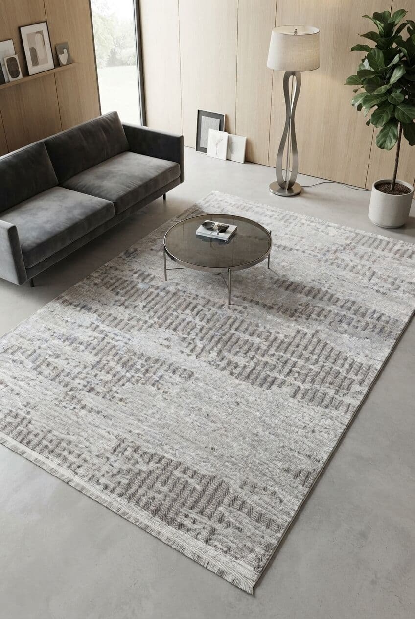 Esila D295E — Pastel Halı Esila koleksiyonu — gri krem dikdörtgen halı