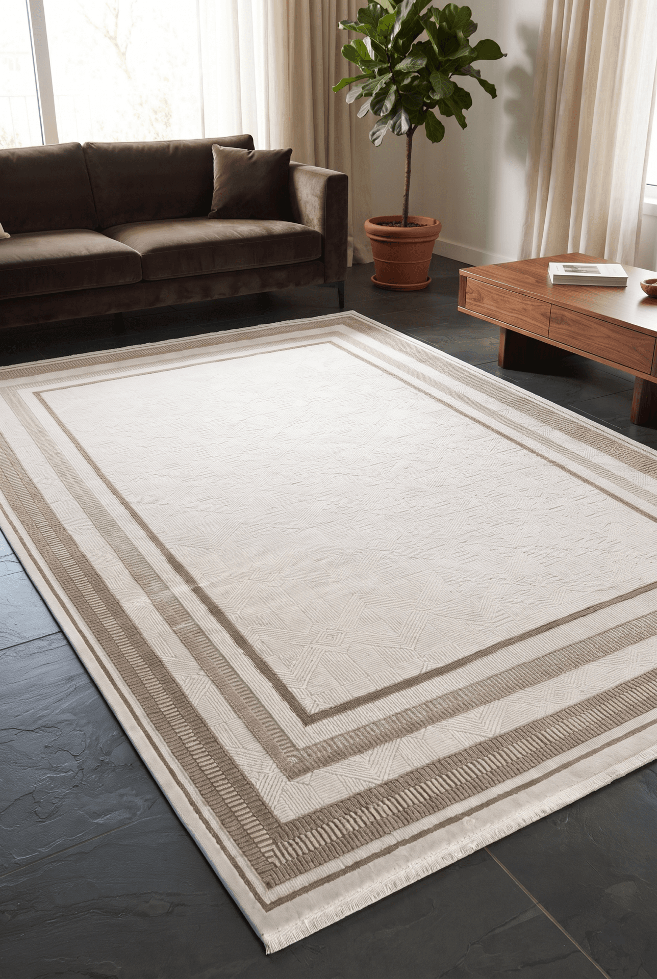 Keops D168B — Pastel Halı Keops koleksiyonu — kahve dikdörtgen halı