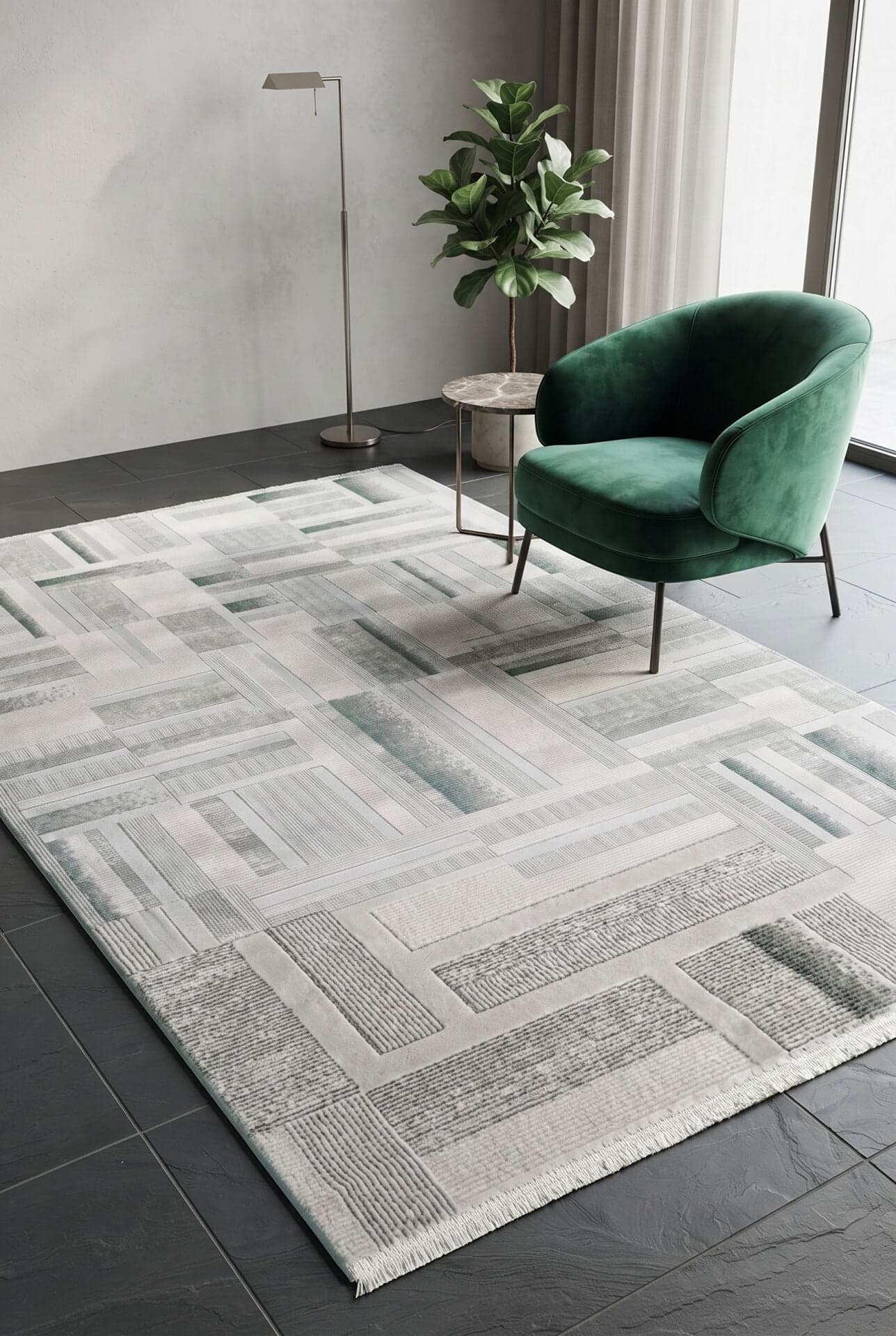 Keops D169A Cream Green — Pastel Halı Keops koleksiyonu — dikdörtgen halı