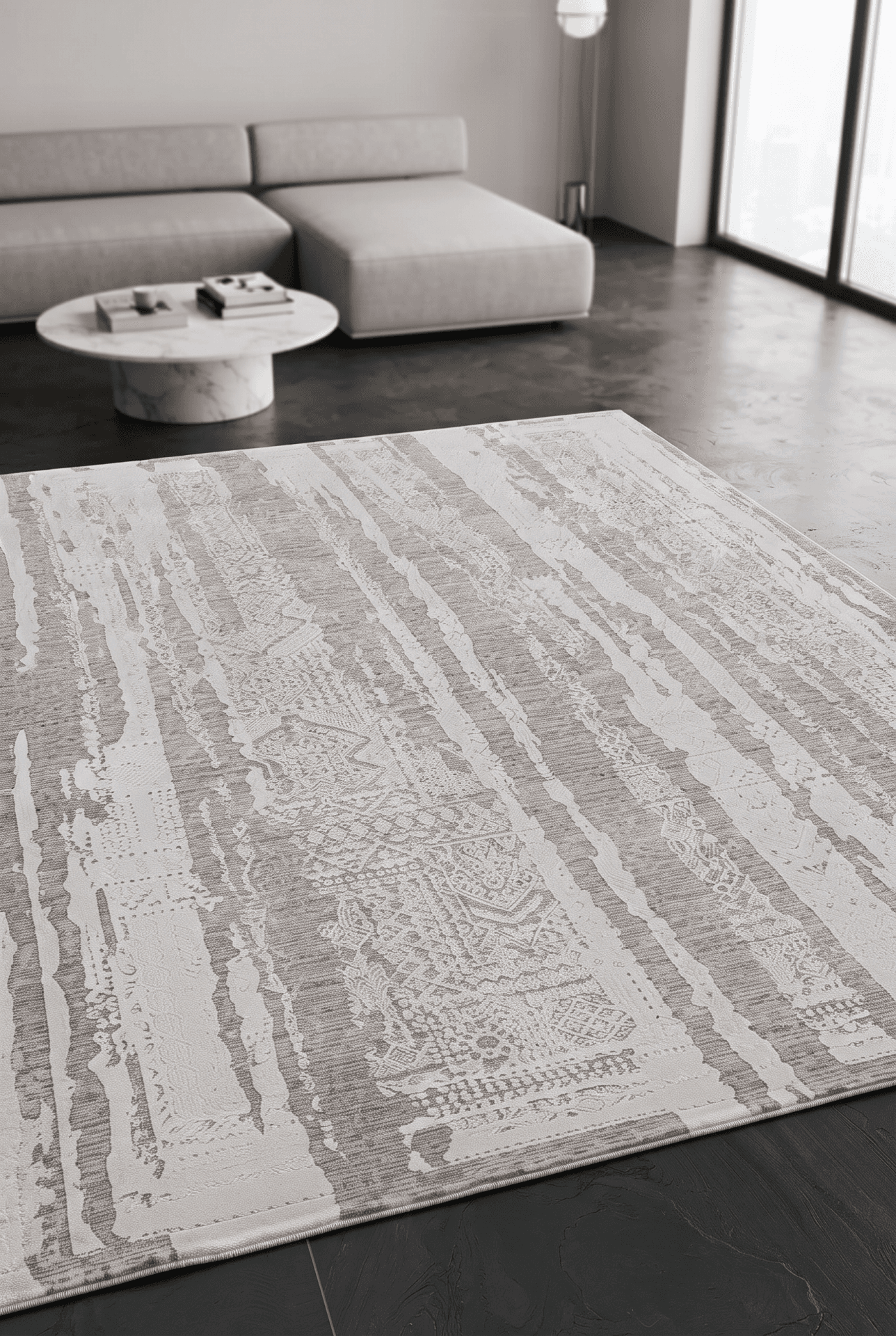 Lorenza D508B — Pastel Halı Lorenza koleksiyonu — gri dikdörtgen halı