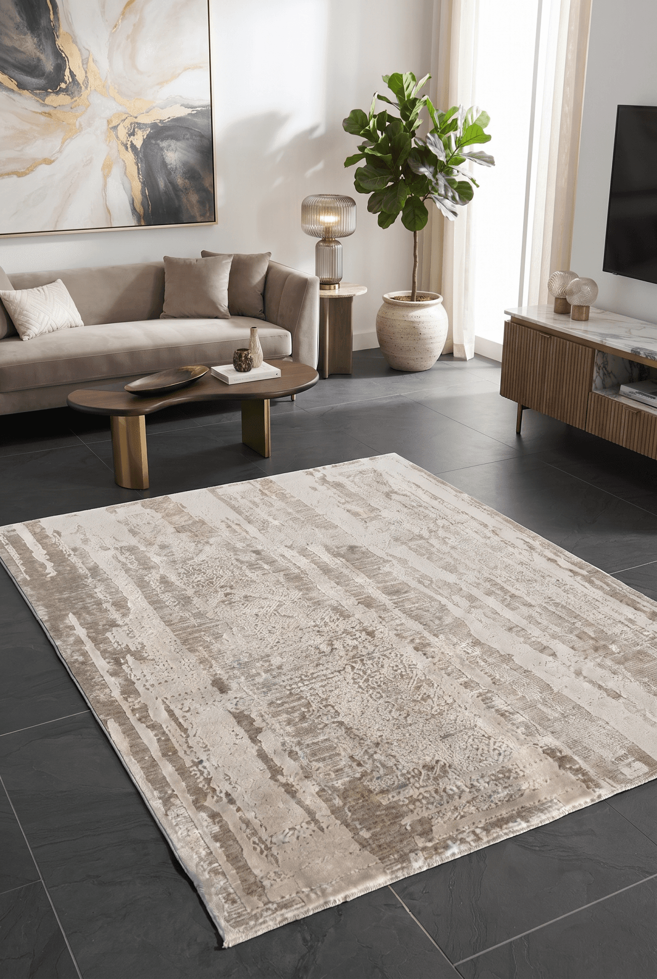 Lorenza D508C — Pastel Halı Lorenza koleksiyonu — bej dikdörtgen halı