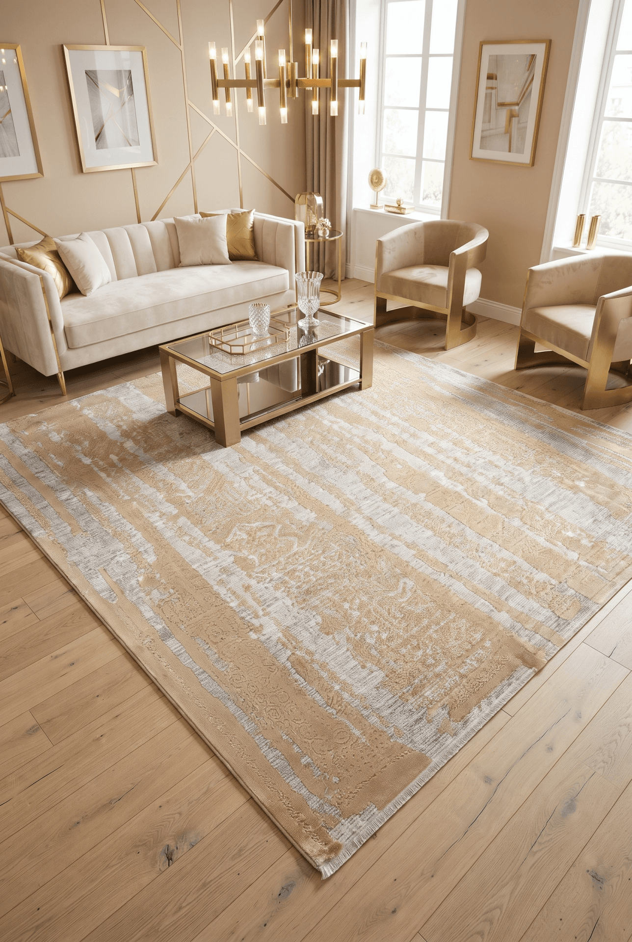 Lorenza D508E — Pastel Halı Lorenza koleksiyonu — gold dikdörtgen halı