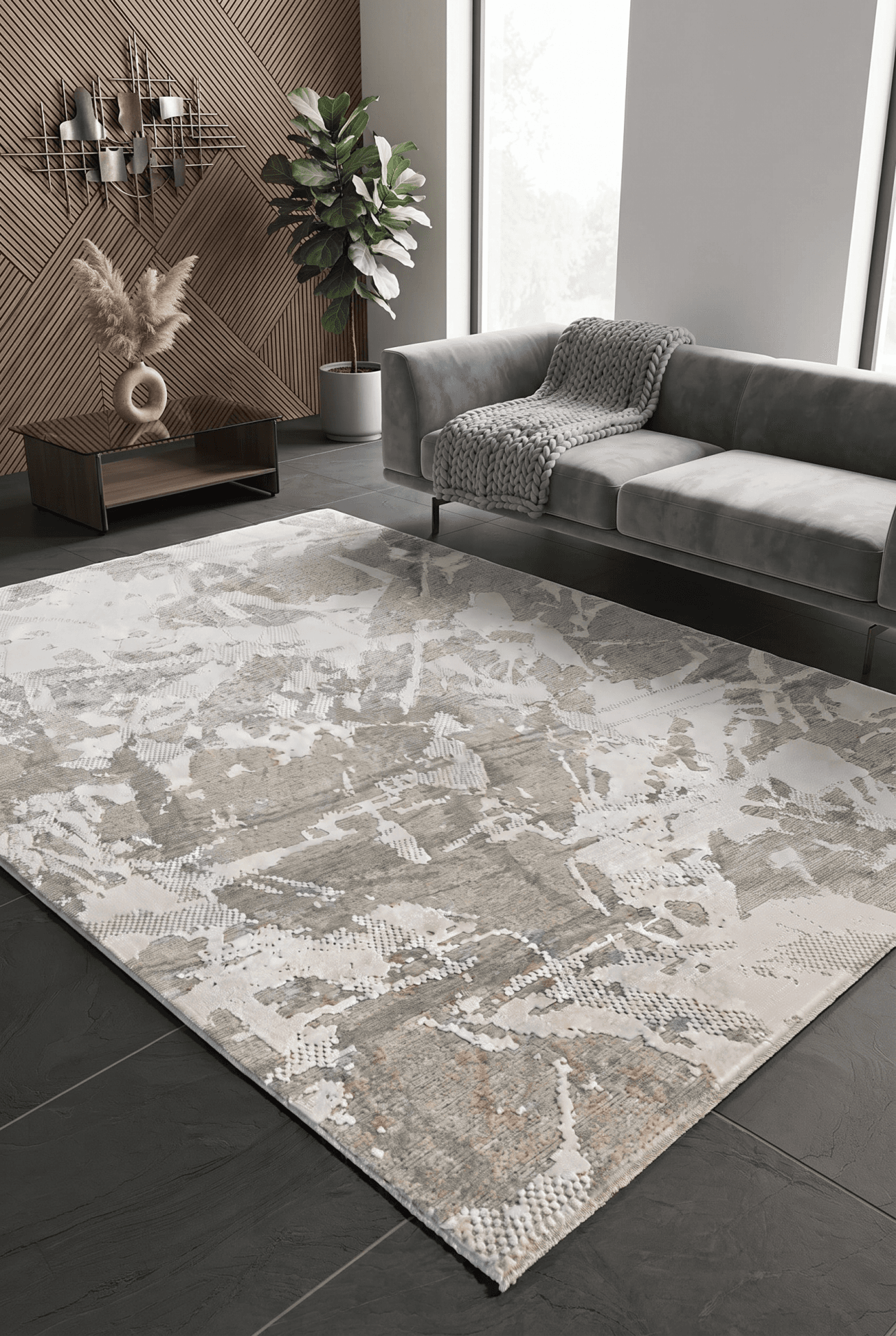 Lorenza D510B — Pastel Halı Lorenza koleksiyonu — gri dikdörtgen halı