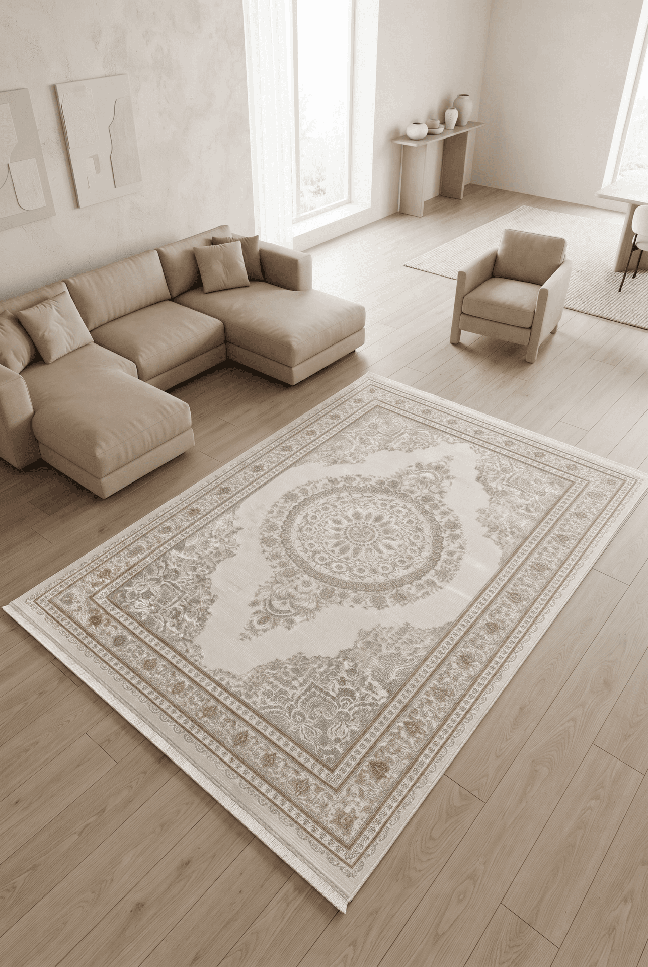Moda 30898A — Pastel Halı Moda koleksiyonu — gold dikdörtgen halı