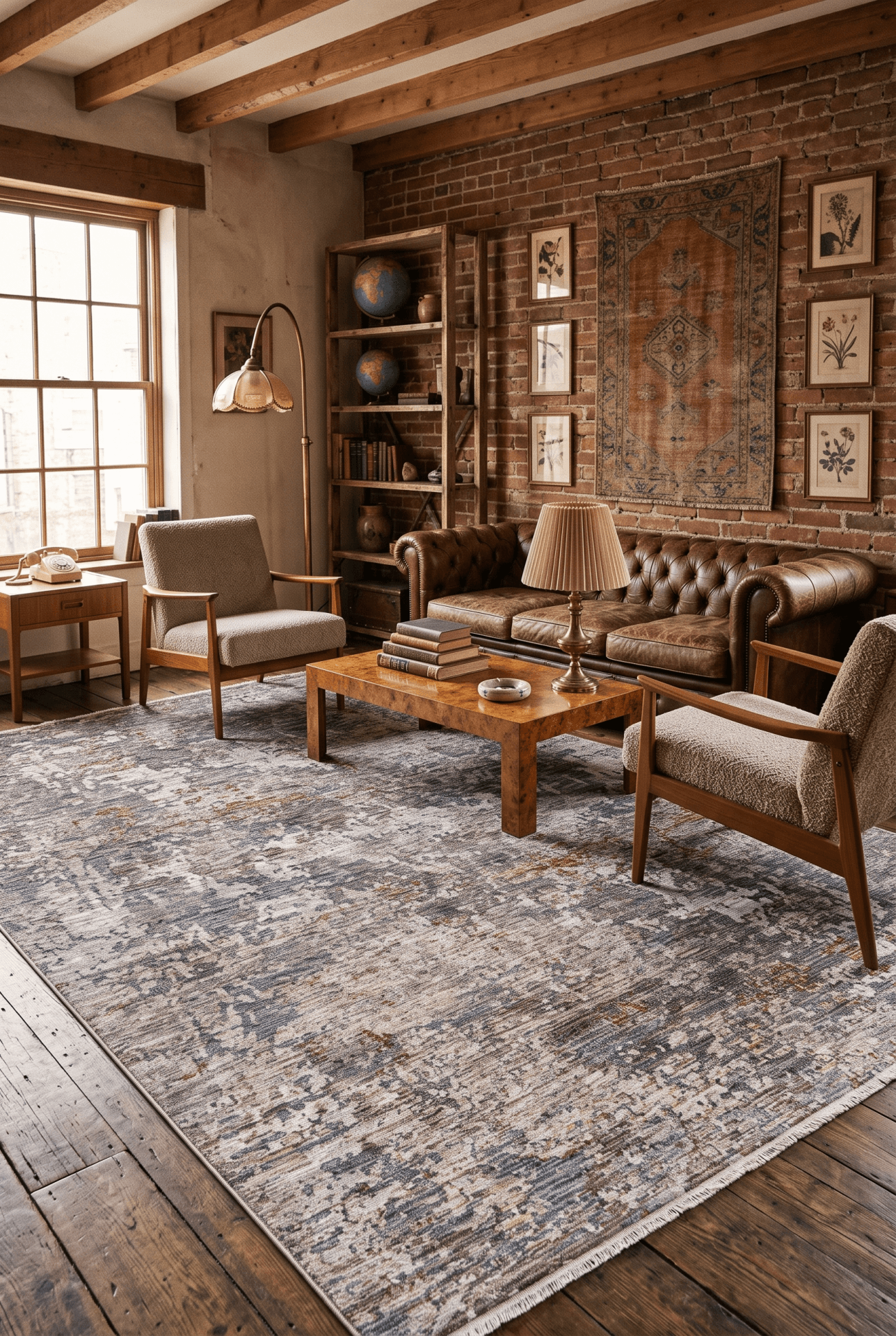 Petra E923A — Pastel Halı Petra koleksiyonu — gri kahve dikdörtgen halı
