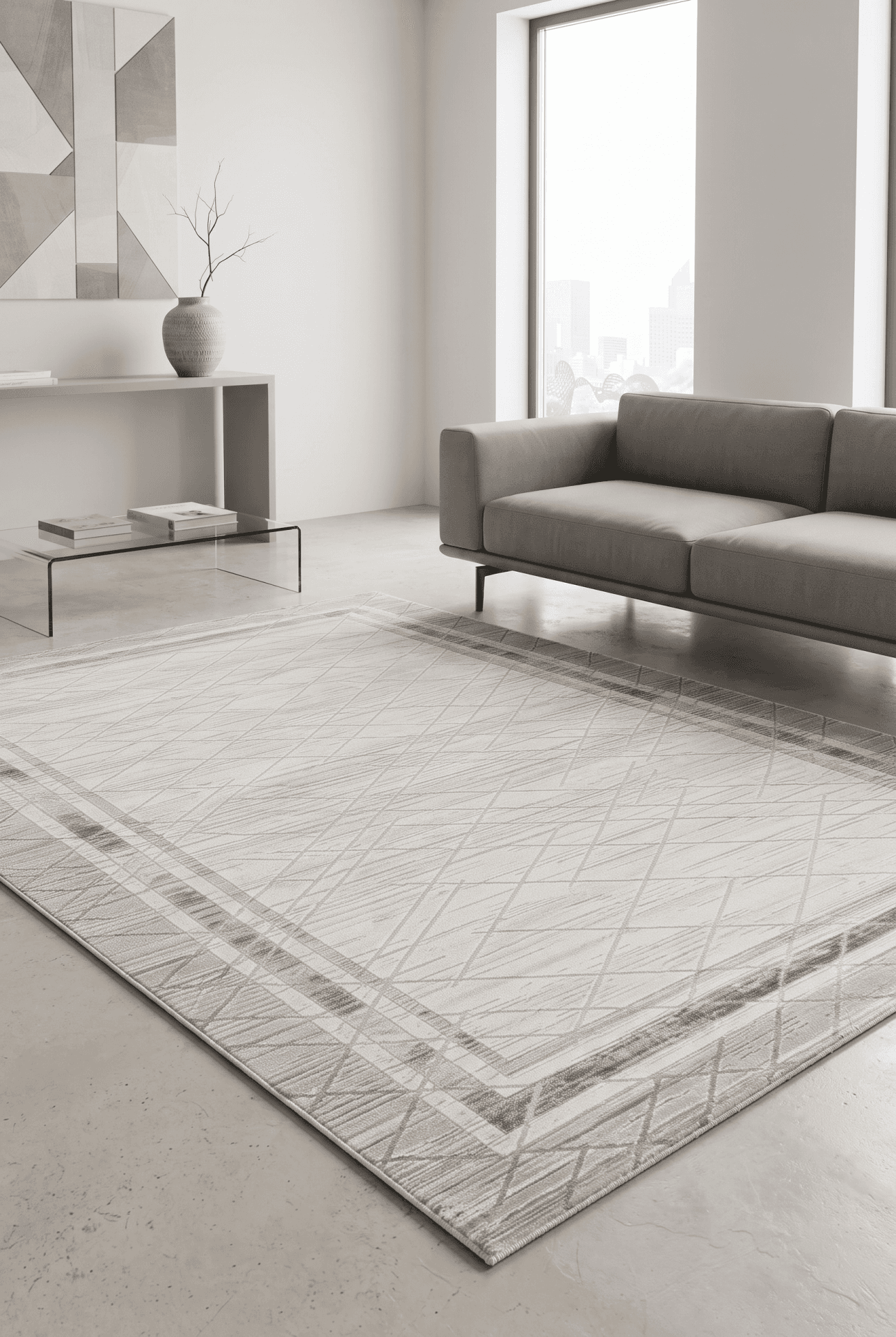 Talya 51570A — Pastel Halı Talya koleksiyonu — gri dikdörtgen halı