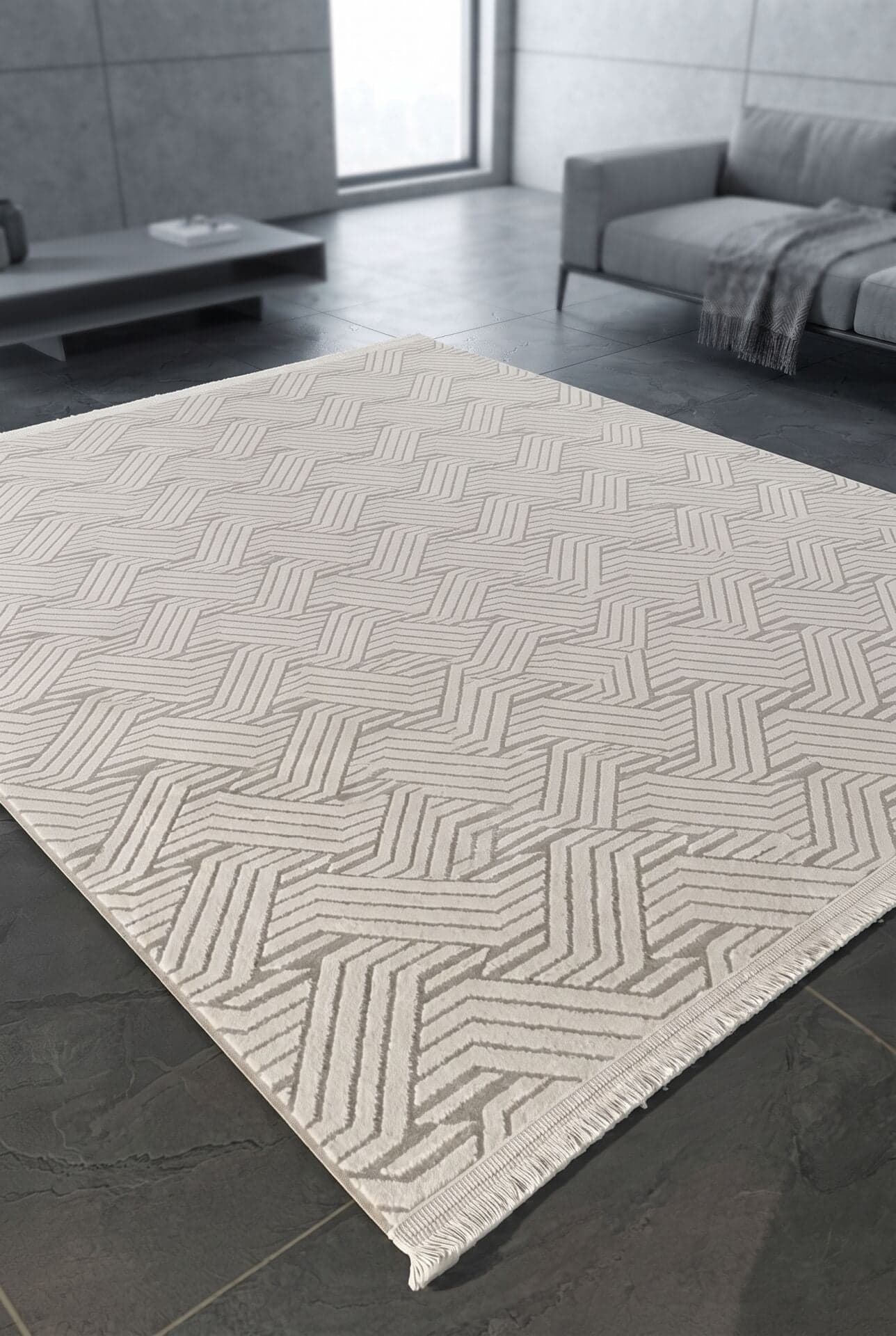 Zena 406A Gri — Pastel Halı Zena koleksiyonu — dikdörtgen halı